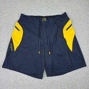 Hylete Verge II Athletic Shorts Men's Large Navy Blue Yellow Training Gym A18070